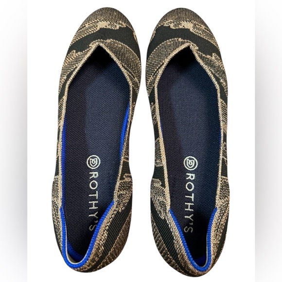 Rothy’s The Flat In Black and Gold Shimmery Marble Design Size 11.5 - Picture 5 of 9